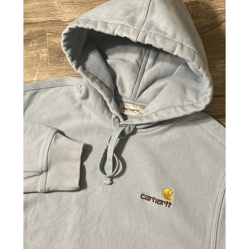 Carhartt WIP Men's American Hooded Script Sweatshirt Size Small Light Blue